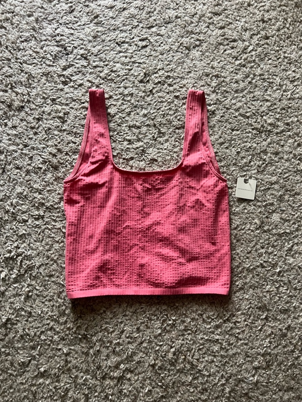 Anthropologie Pink Ribbed Cropped Tank